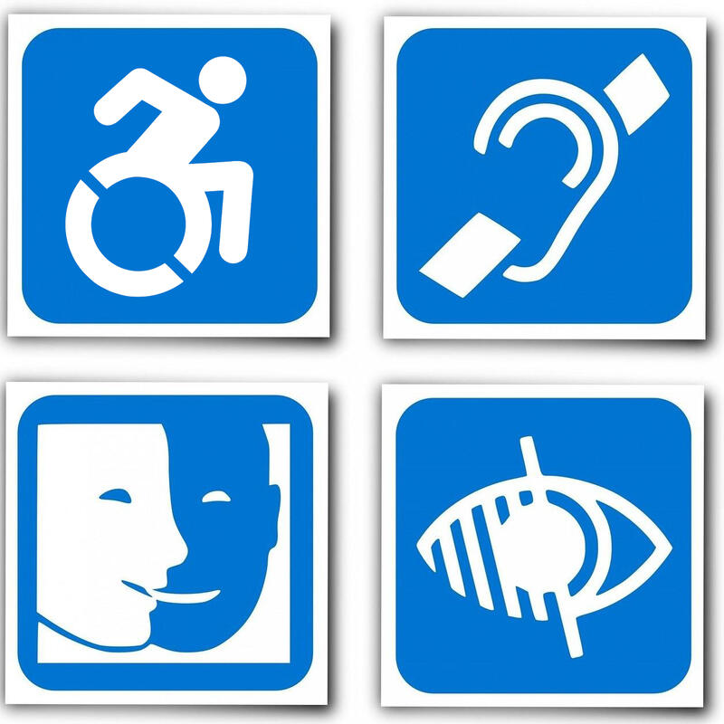 Iconen die elk een andere fysieke of cognitieve beperking visualiseren